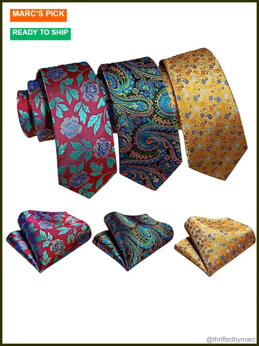 6pcs Men Tie Set Silk Textured Woven Necktie Handkerchief Cufflinks Business